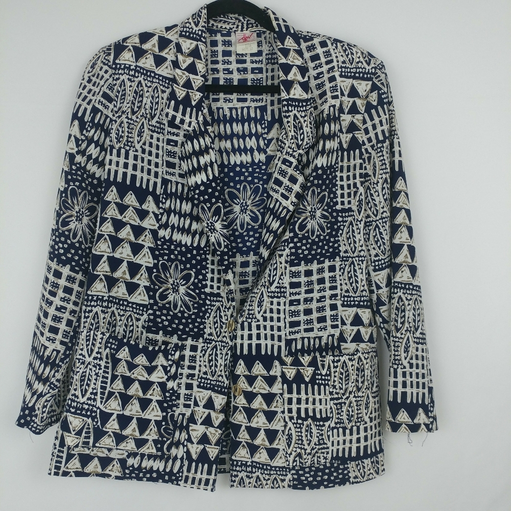G.W. Division of Graff Navy Floral Blazer
